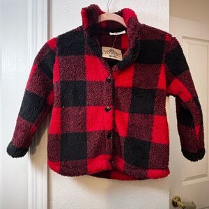 Angie Red and Black Checkered Fleece Jacket